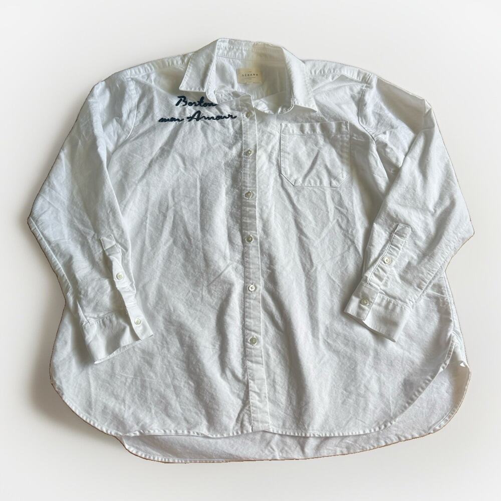 Sezane Max Shirt Womens 38 White Organic Cotton Button Down Boston Mon Amour